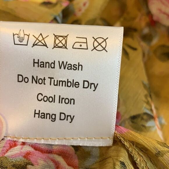 OPT Wick smocked chiffon gold and pink midi dress - Picture 11 of 11